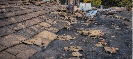 Damaged roof surface ready for repair from Buildscapes flyer